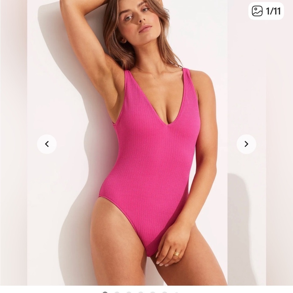 Seafolly Australia Vibrant Pink One-Piece Swimsuit 10